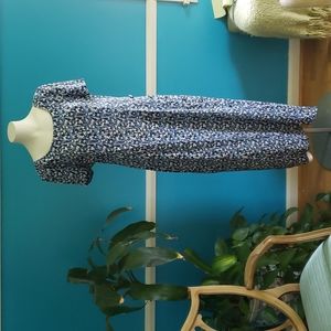 MAGGY LONDON VINTAGE 1990S column dress . SILK. Size 12 Blue with cream floral